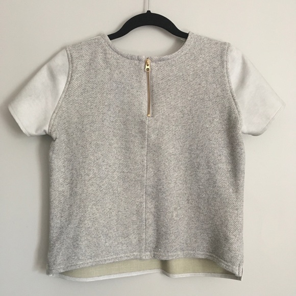 Ann Taylor LOFT Grey faux leather blouse petite S - Picture 2 of 5